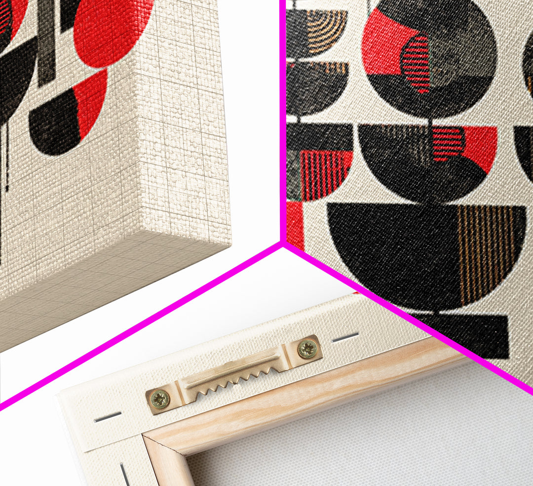 Red Black Geometric Circles Wall Art, Abstract African Art Print, Modern Boho Canvas, Afrocentric Home Decor Gift For Living Room