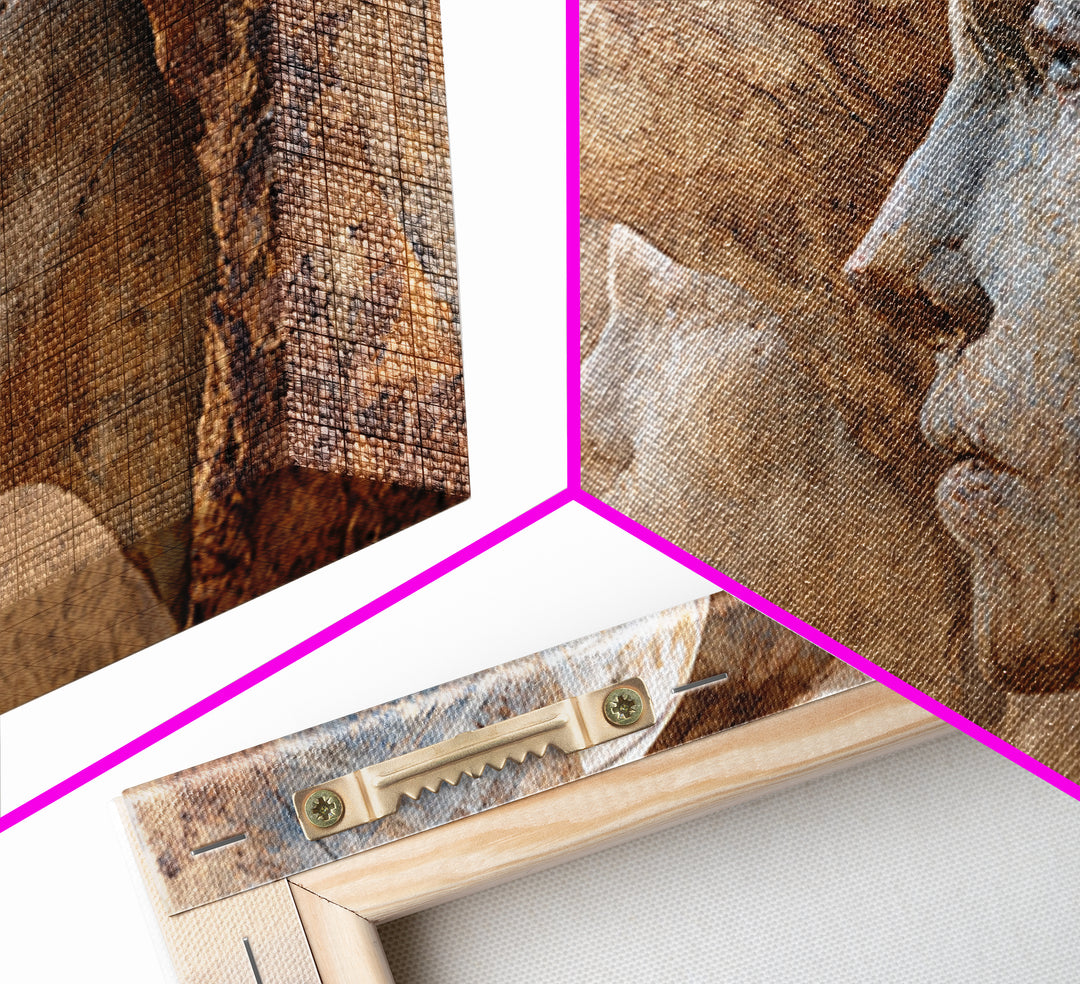 Monumental African Mask Profiles Framed Canvas Print, Ancient African Art, Ethnic Wall Decor, Statement Home Decor Gift Idea