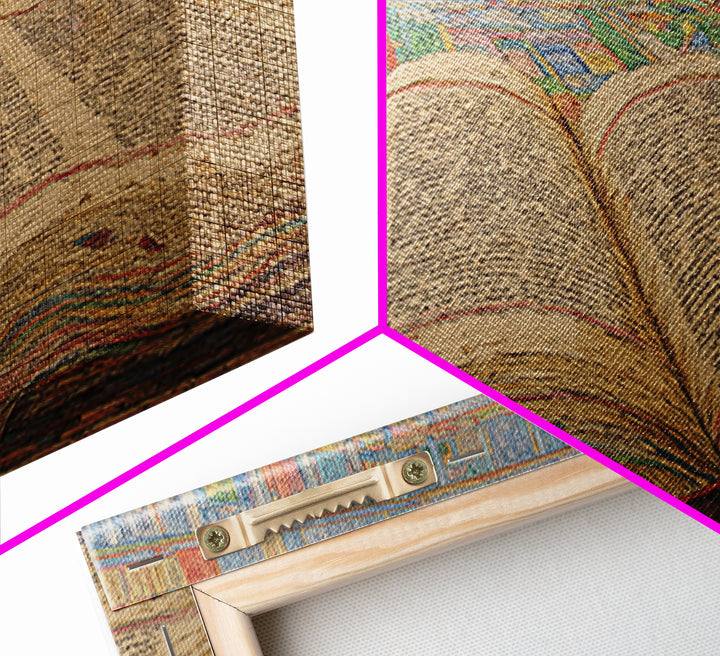 Ancient Open Book Library Wall Art, Scholarly Manuscript Canvas Print, Blue Office Decor, Literary Home Decor Gift For Reading Room