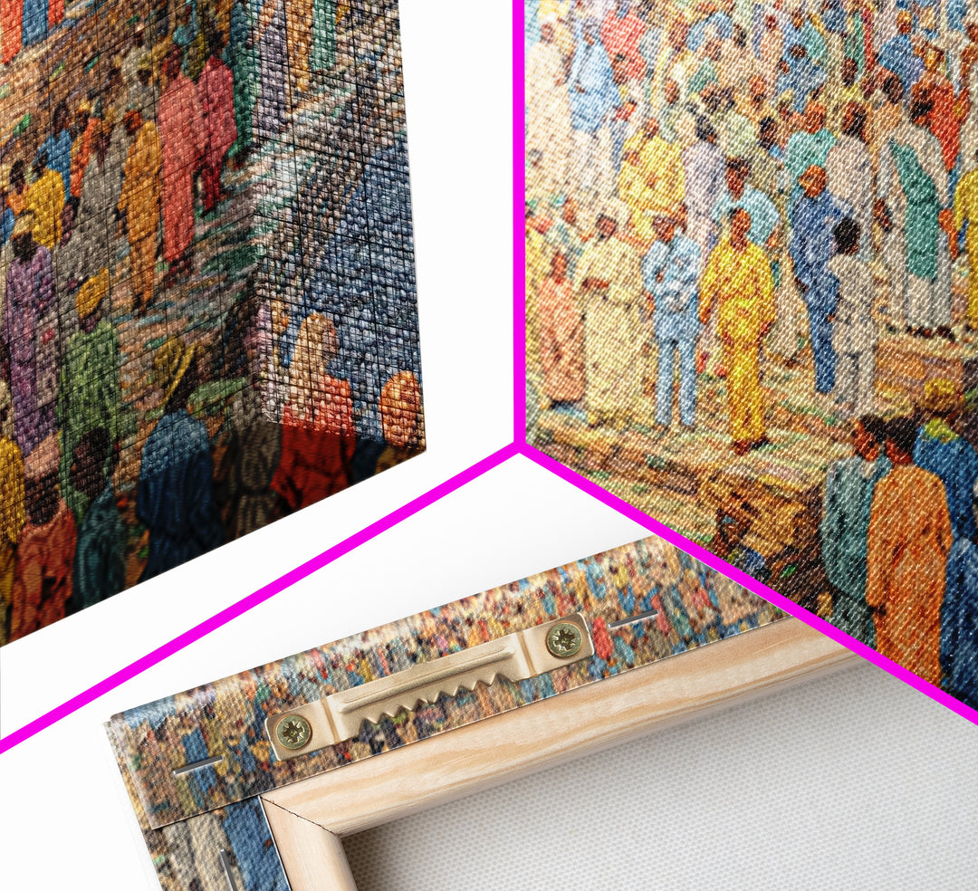 Colorful Pilgrimage Crowd Wall Art, African Culture Canvas Print, Vibrant Festival Scene, Cultural Home Decor Statement Piece