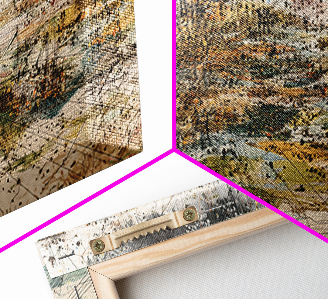 Abstract City Grid In Earth Tones Wall Art, Modern African Inspired Map Print, Contemporary Office Decor Canvas For Living Room