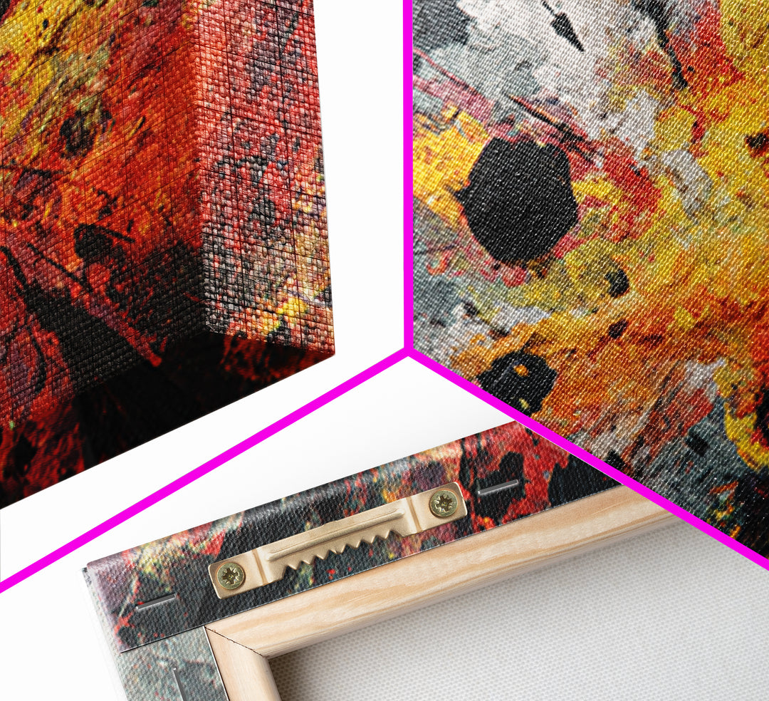 Explosive Red Gold Black Abstract Canvas Print, Bold Modern Art, Statement Wall Decor For Living Room Or Office Home Decor Gift