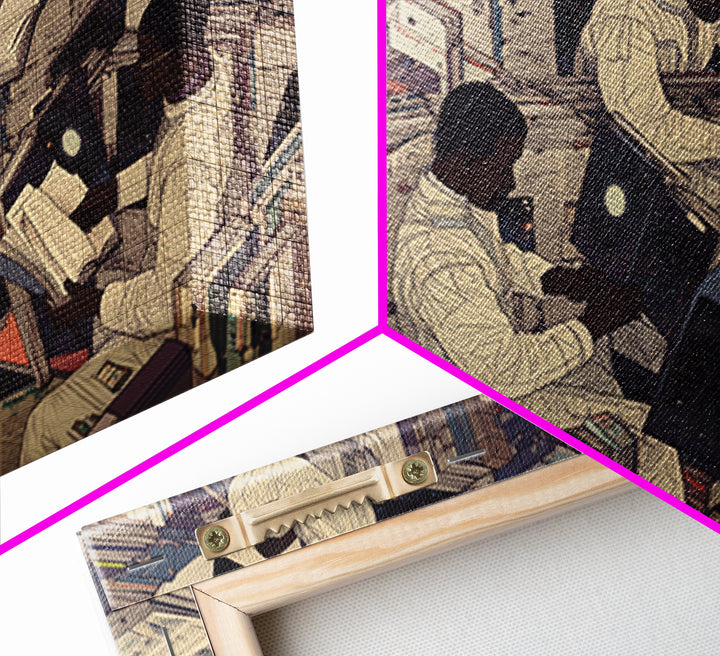 Surreal Black Scholars In Floating Book City Wall Art, Afrofuturism Decor, Black Culture Art, Unique Office Decor, Home Decor Gift