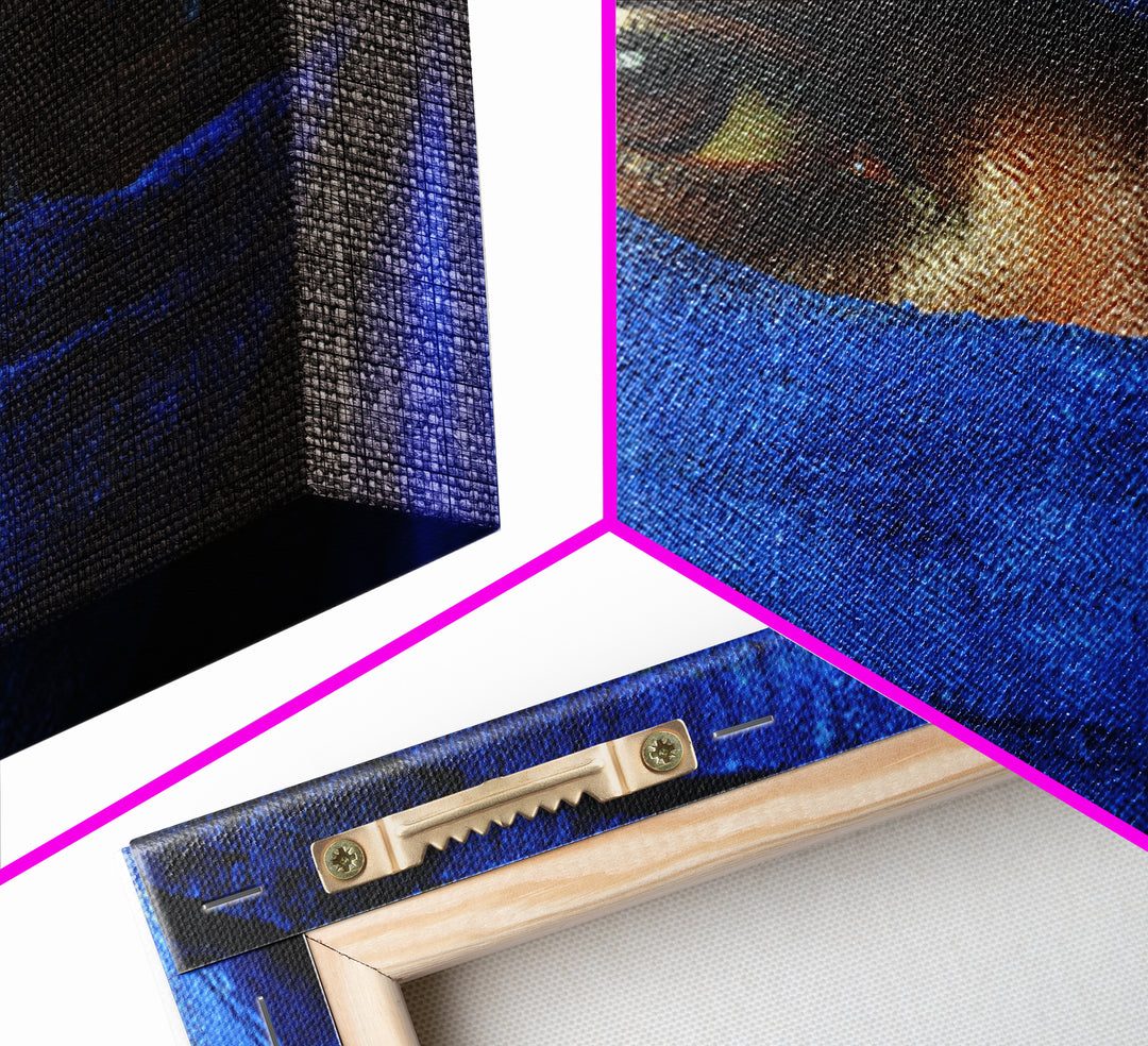 Blue Veiled Tuareg Eyes Portrait Framed Canvas Print, African Portrait, Moroccan Travel Art, Bold Cultural Wall Decor, Gift For Him