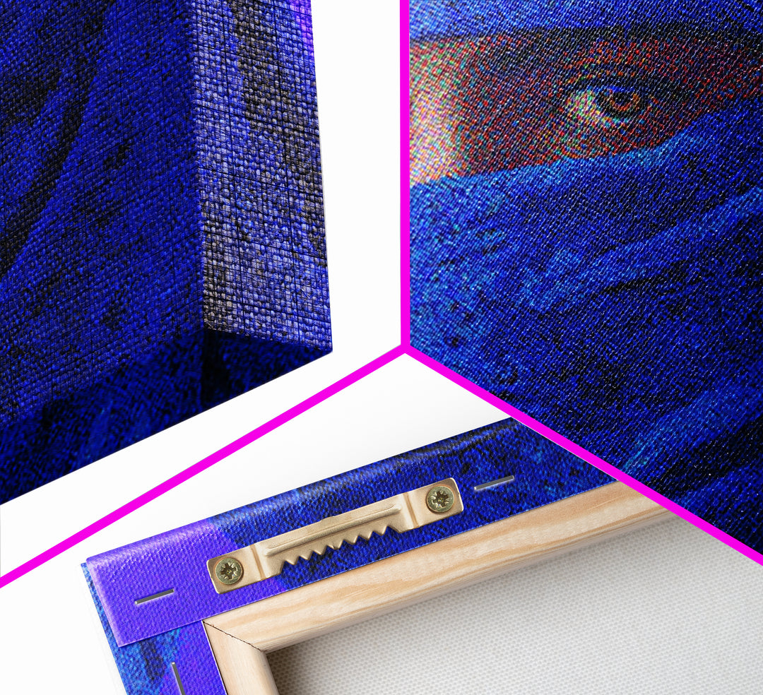 Blue Tuareg Veiled Face Portrait Wall Art, African Portrait, Moroccan Travel Poster, Contemporary Canvas Decor, Bold Home Decor