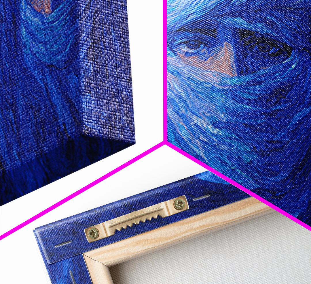 Blue Veiled Desert Nomad Portraits, African Wall Art, Tuareg Inspired Canvas Print, Afrocentric Decor, Bold Blue Gift For Home