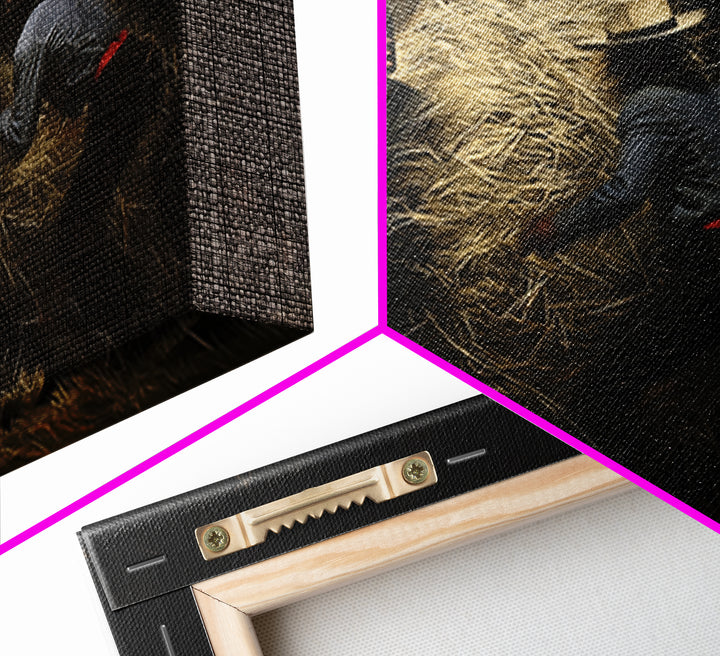 Midnight Harvest Dancers With Straw Wall Art, African Culture Art, Rustic Black Decor, Dynamic Canvas Print Gift For Him