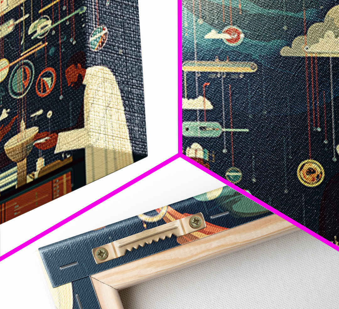 Afrofuturist African Scholars And Planets Wall Art, Black Science Lab Print, Cosmic Cultural Decor, Unique Home Decor Gift