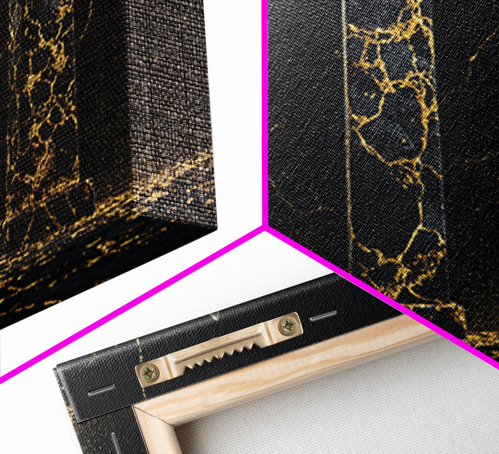 Black And Gold Cracked Obelisks Wall Art, Abstract African Art, Luxury Canvas Decor, Modern Textured Statement Wall Decor