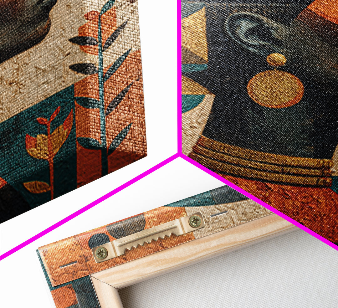 African Goddess Emerging from Botanical Forms and Canvas Print, African Inspired Art, Removable Wallpaper, Living Room Decor, AIA-1x1-39