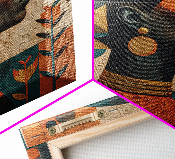 African Goddess Emerging from Botanical Forms and Canvas Print, African Inspired Art, Removable Wallpaper, Living Room Decor, AIA-1x1-39