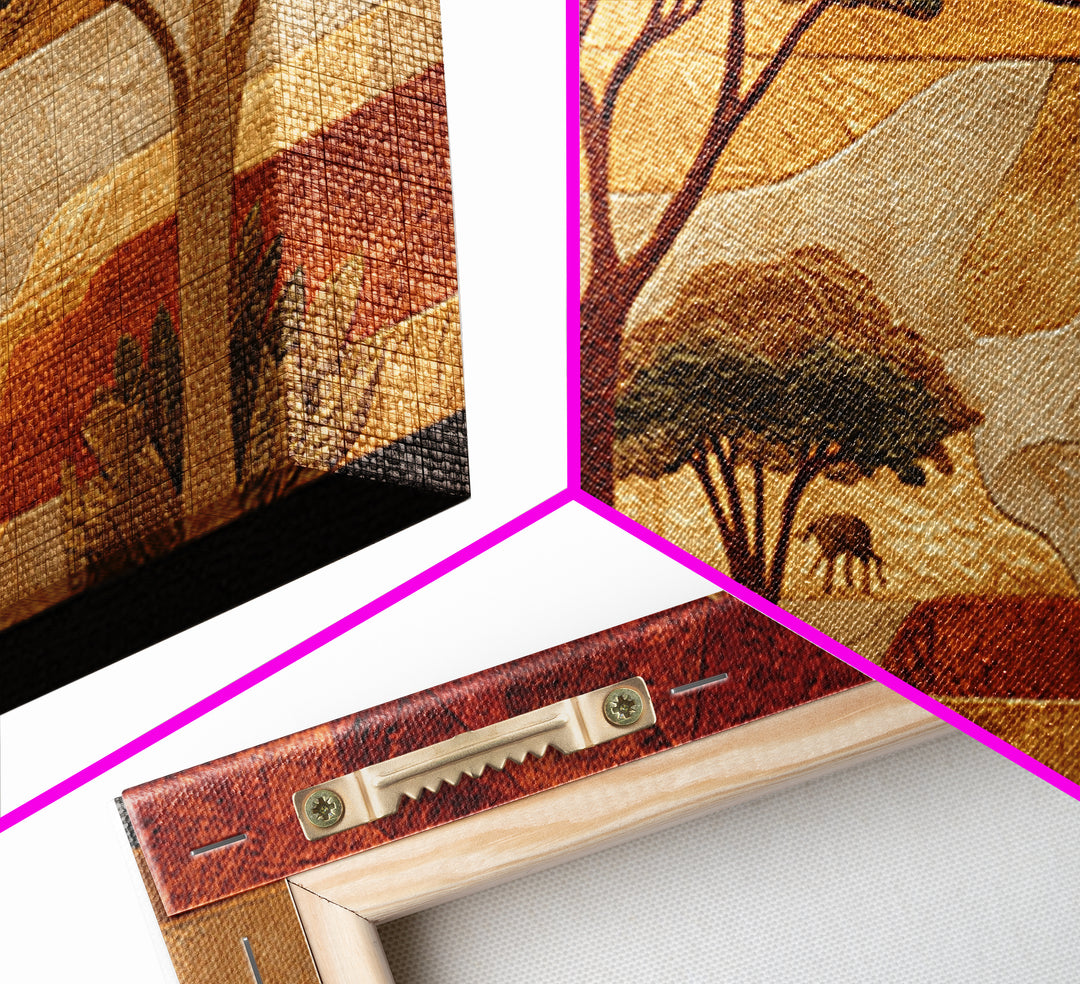 Safari Landscape with Acacia Trees and Golden Canvas Print, African Inspired Art, African American Art, Living Room Decor, AIA-2x1-100