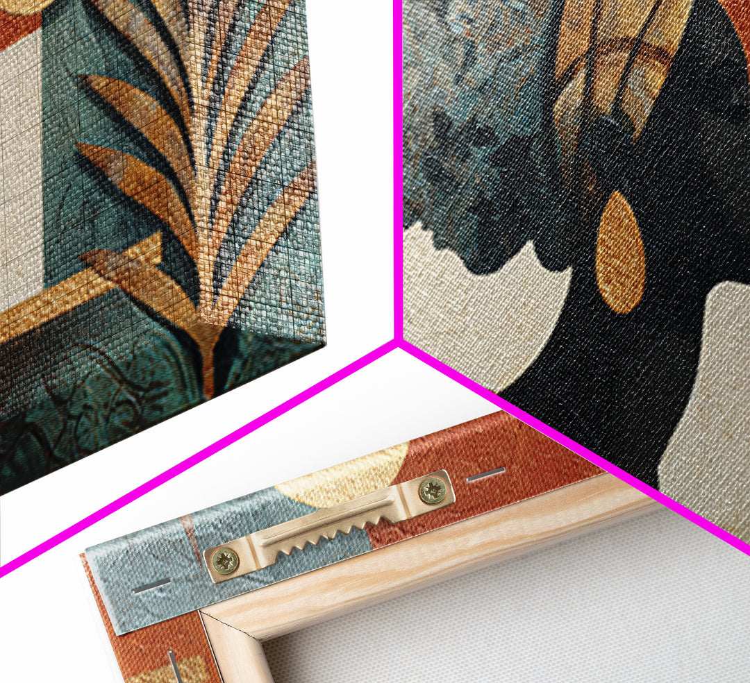 African Goddess Emerging from Botanical Forms and Canvas Print, African Inspired Art, Removable Wallpaper, Living Room Decor, AIA-2x1-11