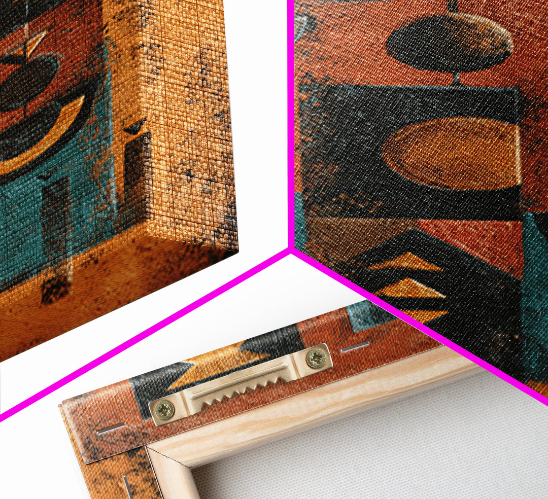 Mud Cloth Geometric Abstraction Framed Canvas Print, African Inspired Art, Digital Art, Living Room Decor, Abstract Art, AIA-2x3-59
