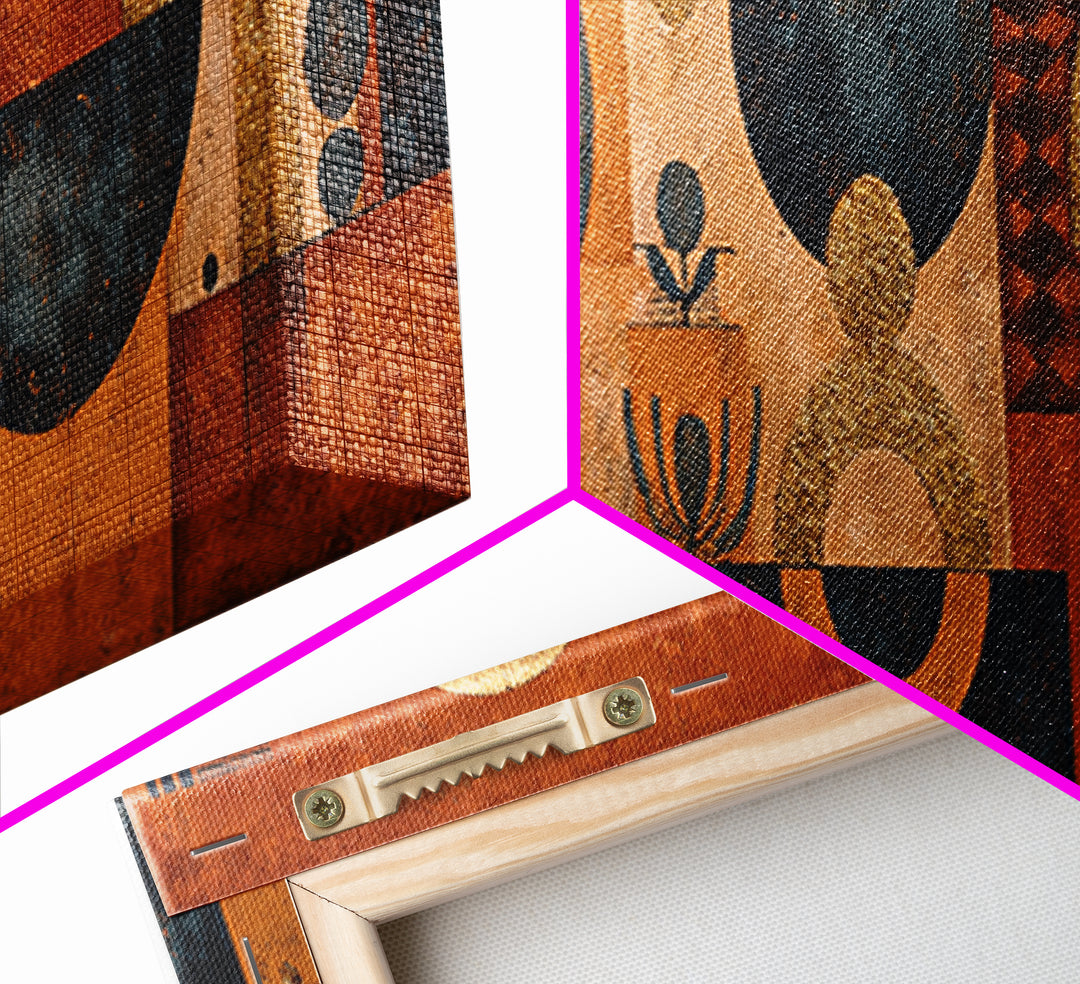 Mud Cloth Geometric Abstraction Canvas Print, African Inspired Art, Statement Artwork, Living Room Decor, Abstract Art, AIA-3x1-19
