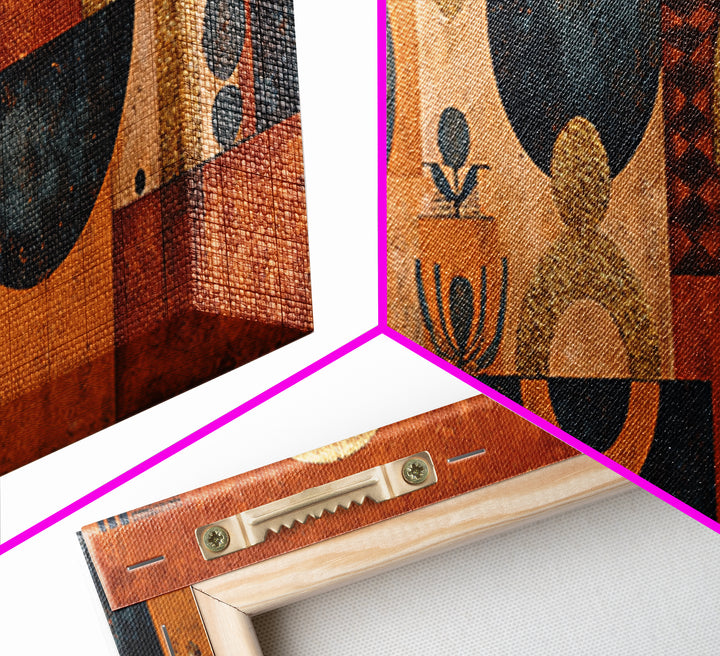 Mud Cloth Geometric Abstraction Canvas Print, African Inspired Art, Statement Artwork, Living Room Decor, Abstract Art, AIA-3x1-19