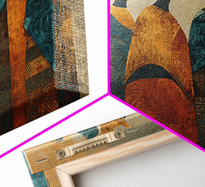 Indigo and Ochre Pattern Study by Woven Canvas Print, African Inspired Art, Set of 3 Prints, Living Room Decor, Abstract Art, AIA-3x2-52