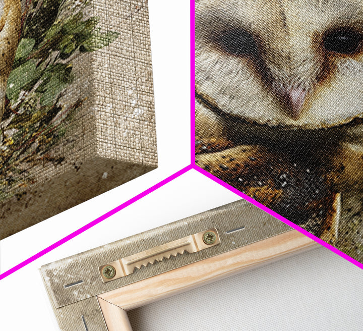 Owl with Moonlit Feathers and Celestial Accents Canvas Print, Animal Art, Nursery Decor, Living Room Decor, Oil Painting, ANI-1x1-15