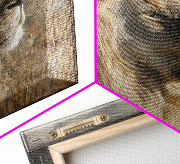 Regal Lion Profile Framed Canvas Print, Animal Art, Statement Artwork, Living Room Decor, Abstract Art, Creature, Wall Decor, ANI-1x1-33