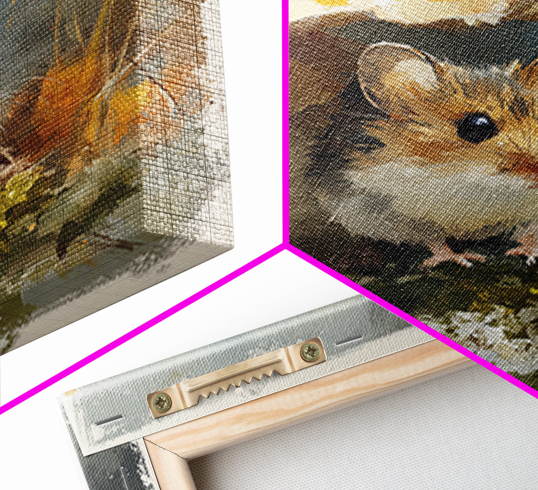 Tiny Field Mouse Framed Canvas Print, Animal Art, Cat Art, Living Room Decor, Watercolor Art, Creature, Art Print, ANI-1x1-34