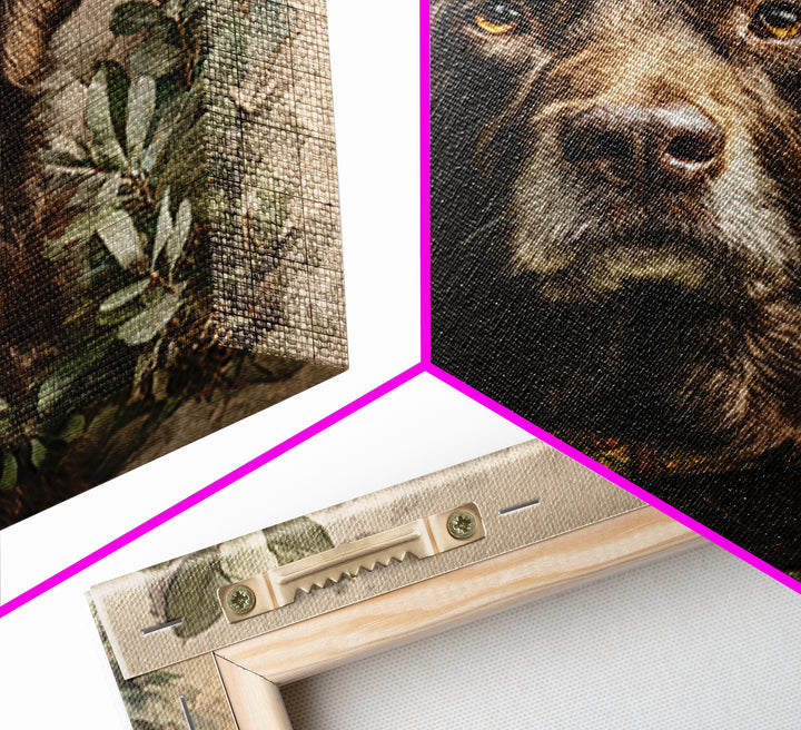 Dog Portrait with Painterly Collar and Loyal Framed Canvas Print, Animal Art, Downloadable Art, Living Room Decor, Creature, ANI-1x1-37