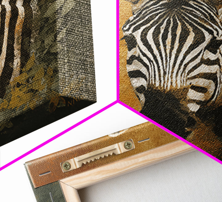 Zebra Portrait with Bold Graphic Stripe Pattern Framed Canvas Print, Animal Art, Gallery Decor, Living Room Decor, Creature, ANI-1x1-41