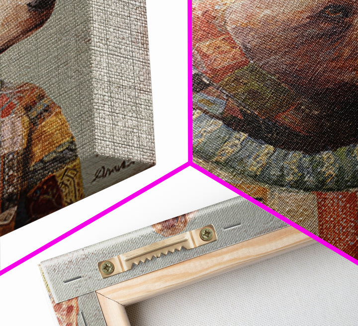 Whimsical Bear in a Patterned Sweater with Canvas Print, Animal Art, Modern Wall Art, Living Room Decor, Fine Art, Creature, ANI-1x1-50