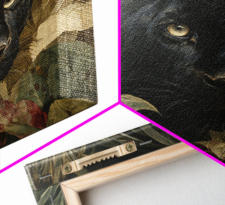 Dramatic Black Panther Emerging from Deep Jungle Canvas Print, Animal Art, Nursery Art, Living Room Decor, Oil Painting, ANI-1x1-54