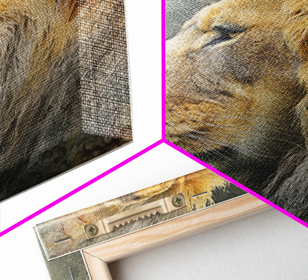 Regal Lion Profile Framed Canvas Print, Animal Art, Statement Artwork, Living Room Decor, Abstract Art, Creature, Wall Decor, ANI-1x1-57
