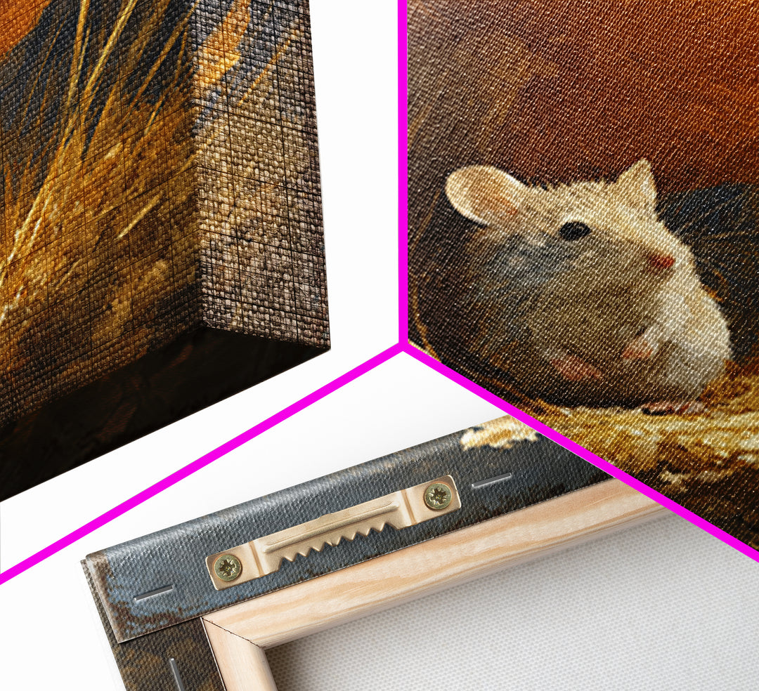 Tiny Field Mouse Framed Canvas Print, Animal Art, Cat Art, Living Room Decor, Watercolor Art, Creature, Art Print, ANI-1x1-58