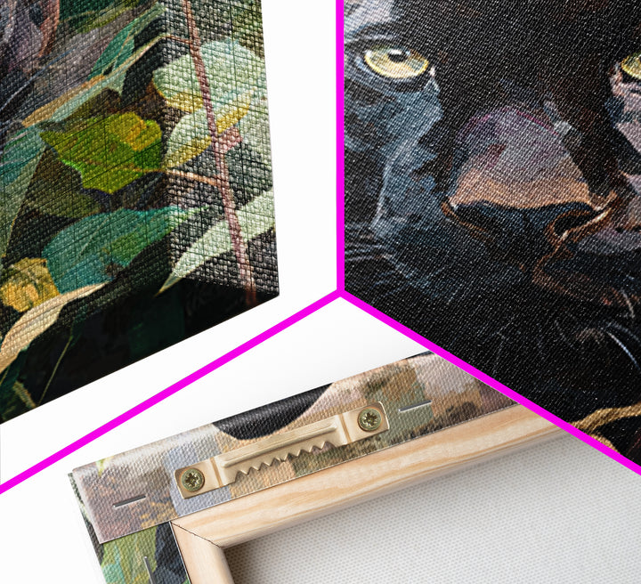 Dramatic Black Panther Emerging from Deep Jungle Canvas Print, Animal Art, Farmhouse Decor, Living Room Decor, Creature, ANI-1x1-6