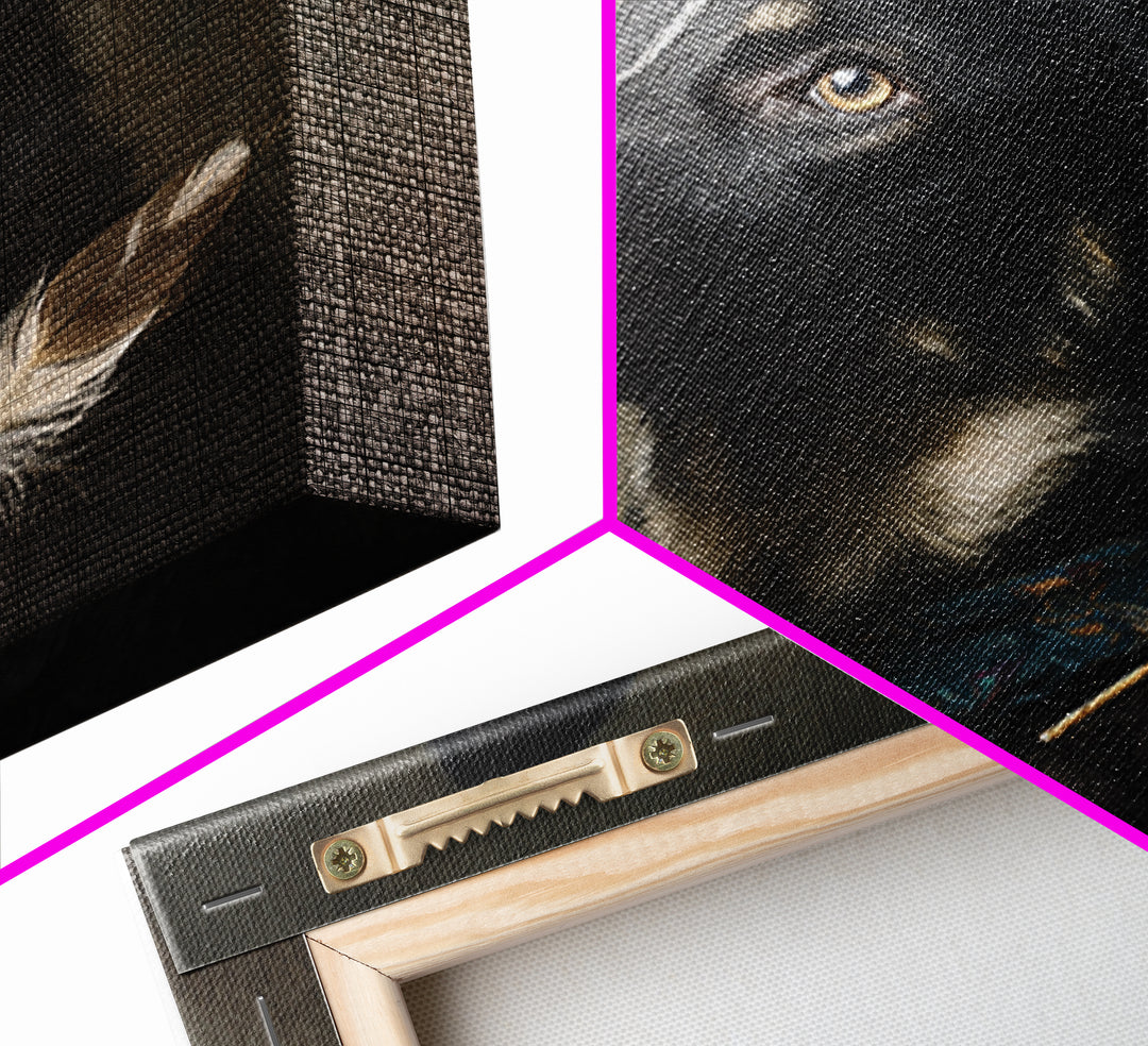 Dog Portrait with Painterly Collar and Loyal Framed Canvas Print, Animal Art, Downloadable Art, Living Room Decor, Creature, ANI-1x1-61