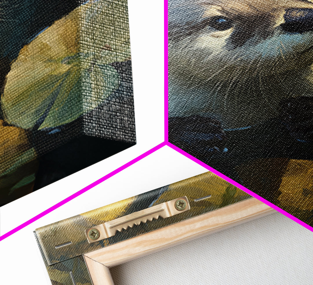 Playful Otter Floating Among Lily Pads Framed Canvas Print, Animal Art, Modern Decor, Living Room Decor, Fine Art, Creature, ANI-1x1-80