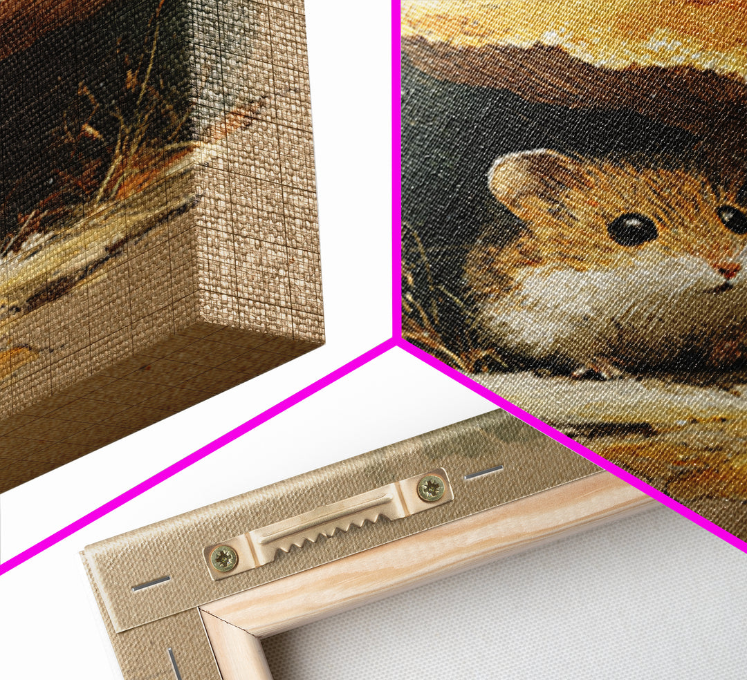 Tiny Field Mouse Canvas Print, Animal Art, Neutral Decor, Living Room Decor, Oil Painting, Creature, Wall Art, Home Decor, ANI-1x1-82