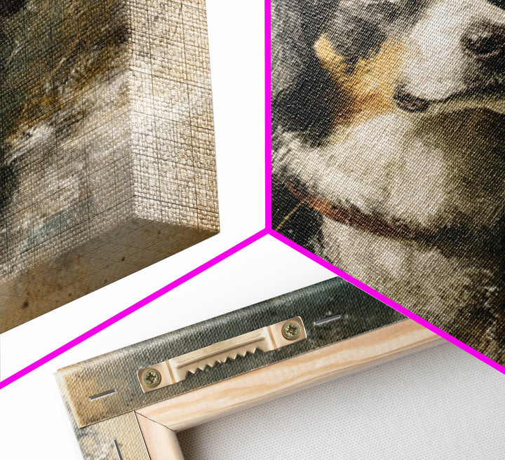 Dog Portrait with Painterly Collar and Loyal Canvas Print, Animal Art, Boho Decor, Living Room Decor, Fine Art, Creature, ANI-1x1-85