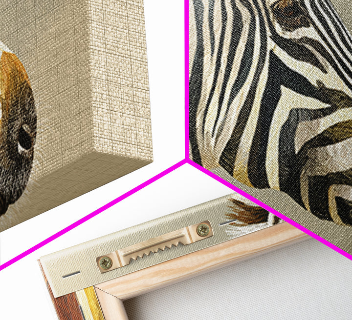 Zebra Portrait with Bold Graphic Stripe Pattern Canvas Print, Animal Art, Minimalist Decor, Living Room Decor, Creature, ANI-2x1-13