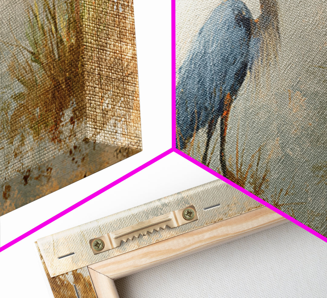 Blue Heron Standing Canvas Print, Animal Art, Printable, Living Room Decor, Fine Art, Creature, Nursery, Boho Wall Art, ANI-2x1-31