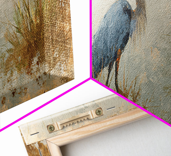 Blue Heron Standing Canvas Print, Animal Art, Printable, Living Room Decor, Fine Art, Creature, Nursery, Boho Wall Art, ANI-2x1-31