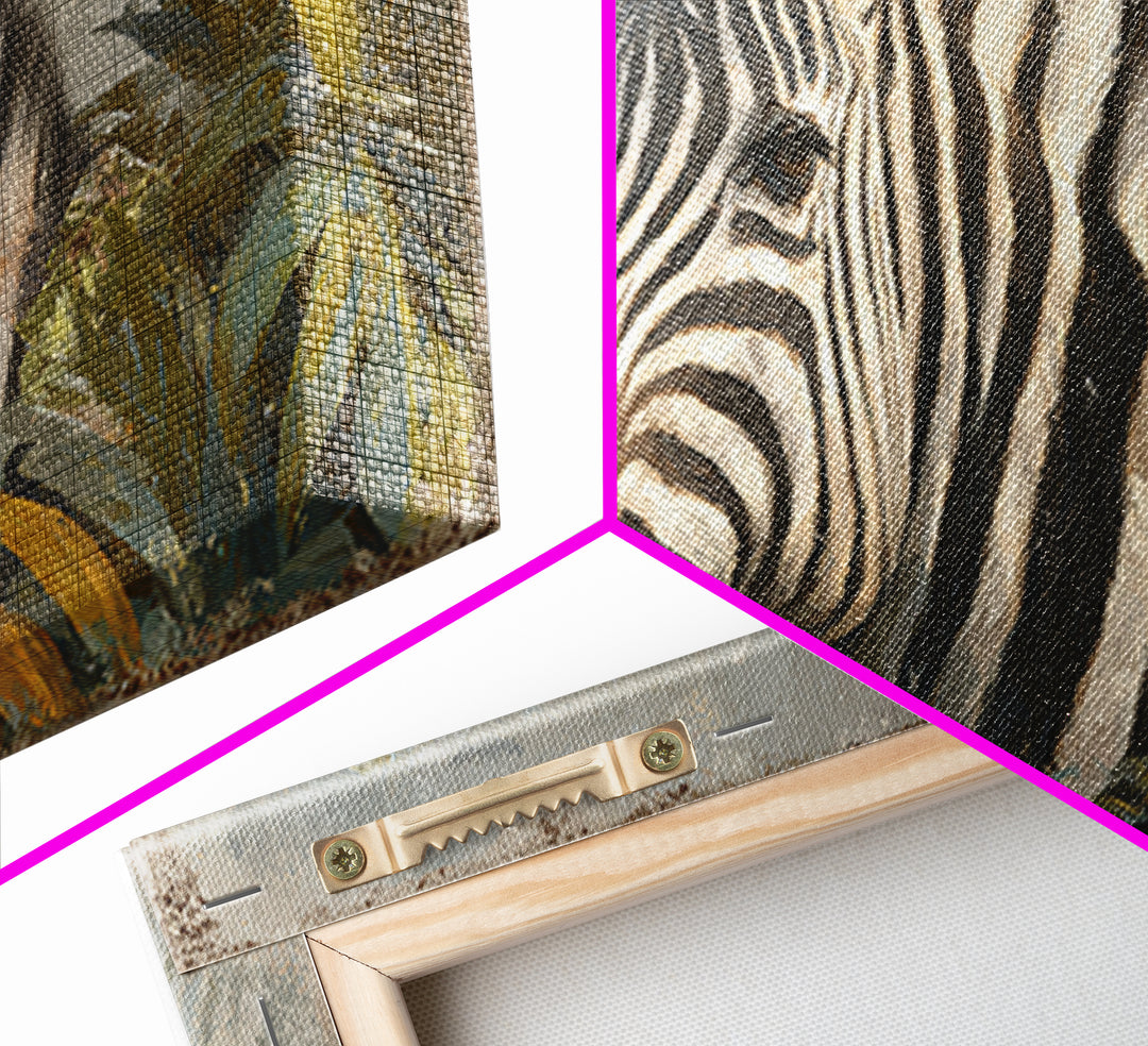 Zebra Portrait with Bold Graphic Stripe Pattern Canvas Print, Animal Art, Minimalist Decor, Living Room Decor, Creature, ANI-2x1-37