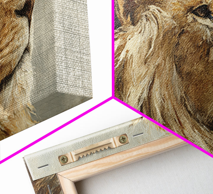 Regal Lion Profile Canvas Print, Animal Art, Printable, Living Room Decor, Oil Painting, Creature, Nursery, Boho Wall Art, ANI-2x1-53