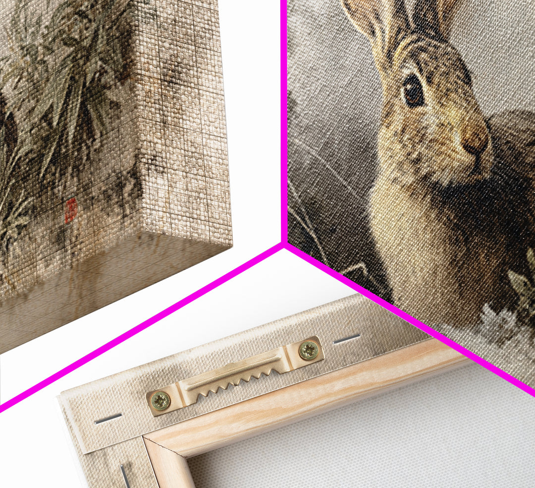 Curious Rabbit in a Soft Watercolor Meadow Canvas Print, Animal Art, Digital Art, Living Room Decor, Fine Art, Creature, ANI-2x1-73