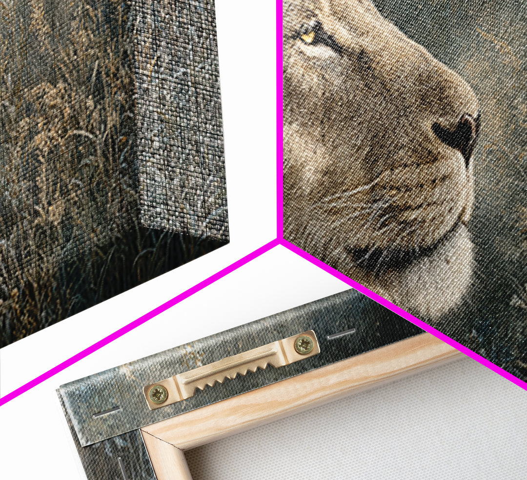 Regal Lion Profile Canvas Print, Animal Art, Printable, Living Room Decor, Oil Painting, Creature, Nursery, Boho Wall Art, ANI-2x1-77