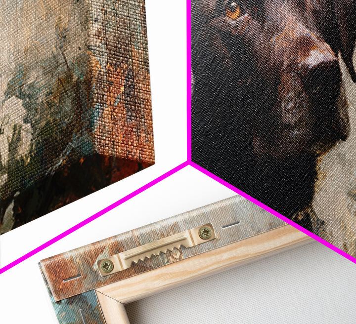 Dog Portrait with Painterly Collar and Loyal Framed Canvas Print, Animal Art, Printable Wall Art, Living Room Decor, Creature, ANI-2x1-81