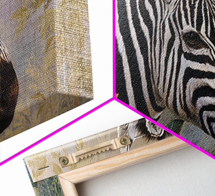 Zebra Portrait with Bold Graphic Stripe Pattern Canvas Print, Animal Art, Original Painting, Living Room Decor, Creature, ANI-2x1-85