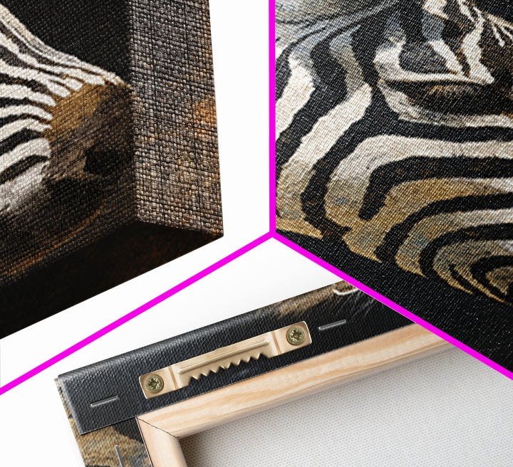 Zebra Portrait with Bold Graphic Stripe Pattern Framed Canvas Print, Animal Art, Wall Art, Living Room Decor, Creature, ANI-2x3-1