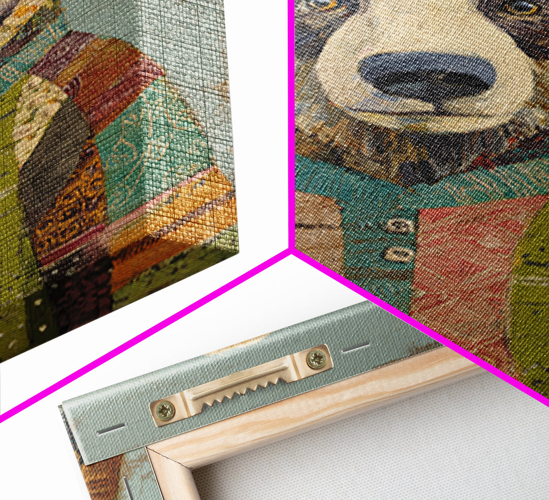 Whimsical Bear in a Patterned Sweater with Canvas Print, Animal Art, Luxury Decor, Living Room Decor, Fine Art, Creature, ANI-2x3-10
