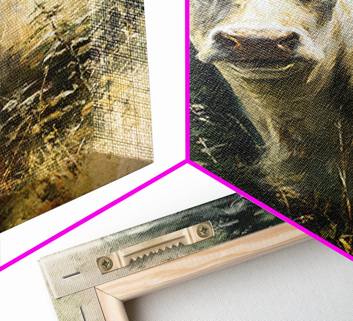 Gentle Cow Portrait Canvas Print, Animal Art, Minimalist Decor, Living Room Decor, Oil Painting, Creature, Digital Wall Art, ANI-2x3-39