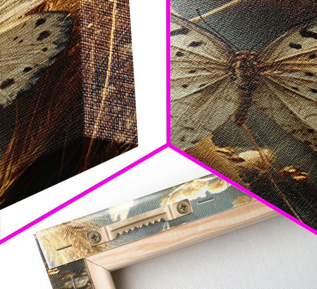 Butterfly Specimen Composition Framed Canvas Print, Animal Art, Textured Painting, Living Room Decor, Fine Art, Creature, ANI-2x3-55