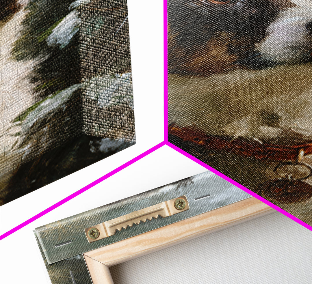 Dog Portrait with Painterly Collar and Loyal Framed Canvas Print, Animal Art, Oil Painting, Living Room Decor, Creature, ANI-2x3-69
