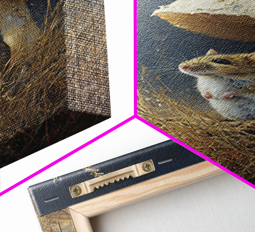 Tiny Field Mouse Framed Canvas Print, Animal Art, Digital Art, Living Room Decor, Fine Art, Creature, Farmhouse Decor, ANI-2x3-90